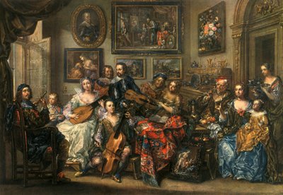 Fluit, luit, cello en viool, Johann Georg Platzer 1704-1761, 1948 door Johann Georg Platzer