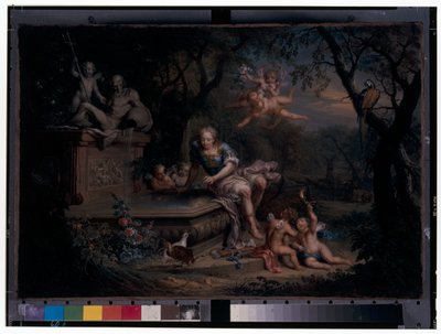 Narcissus weerspiegeld in een put door Johann Georg Platzer