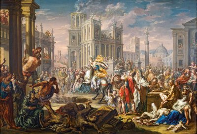 De offerdood van Marcus Curtius door Johann Georg Platzer