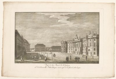 Gezicht op de Bebelplatz in Berlijn met de Alte Bibliothek en het Altes Palais en de Sint-Hedwigskathedraal door Johann Georg Rosenberg