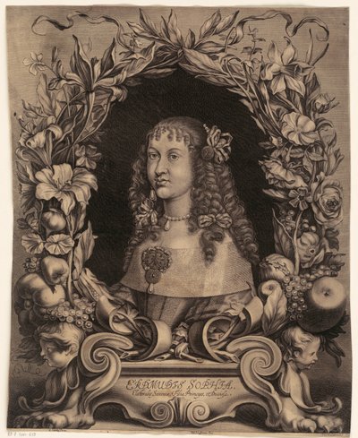 Portret van Erdmuthe Sophia, Markgräfin von Brandenburg-Bayreuth door Johann Georg Waldreich