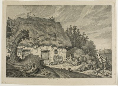Een boerderijhuisje door Johann Georg Wille