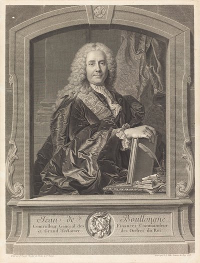 Jean de Boullongne door Johann Georg Wille after Hyacinthe Rigaud