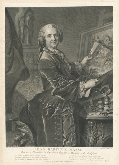 Jean Baptiste Massé door Johann Georg Wille after Louis Tocqué