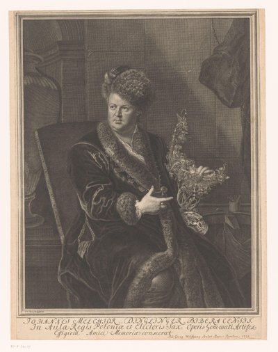 Portret van goudsmid Johann Melchior Dinglinger door Johann Georg Wolffgang