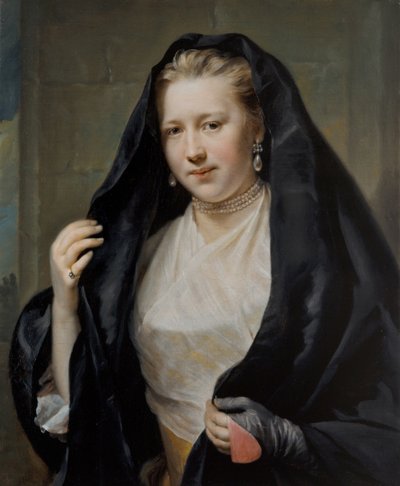 Portret van een elegante dame door Johann Georg Ziesenis