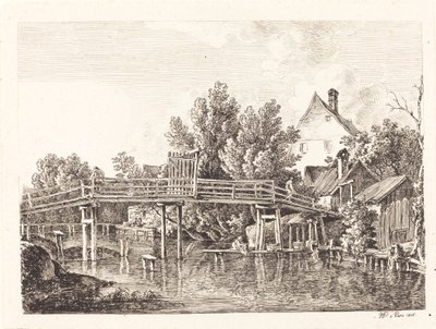 Der kleine Isarsteg door Johann Georg von Dillis