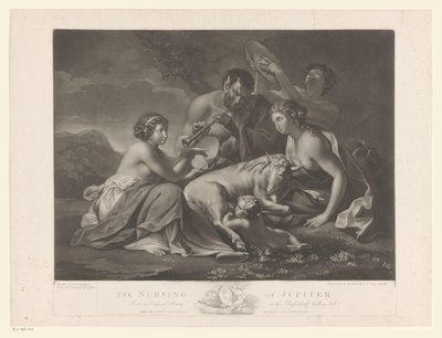 Jupiter gezoogd door de geit Amalthea door Johann Gerard Huck