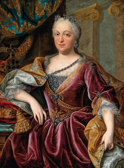 Portret van Maria Amalia van Oostenrijk 1701-1756, Heilige Roomse Keizerin door Johann Gottfried Auerbach