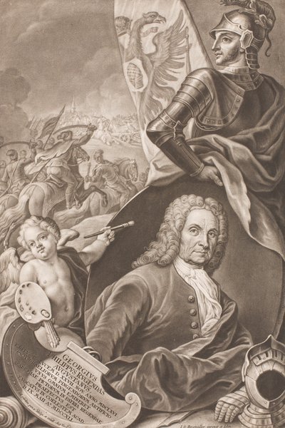 Portret van Georg Philipp Rugendas 1666-1742, ca. 1745 door Johann Gottfried Haid