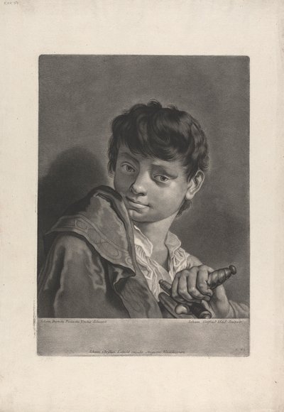 Portret van een Jongen met een Zwaard door Johann Gottfried Haid