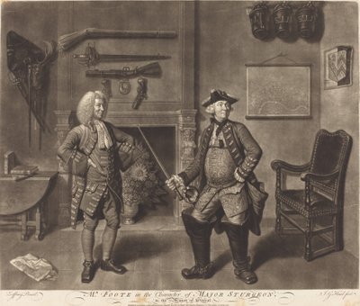 Mr. Foote in de Rol van Majoor Sturgeon, in de Burgemeester van Garrat door Johann Gottfried Haid after Johann Zoffany