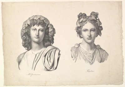 Melpomene en Thalia, 1823-26 door Johann Gottfried Schadow