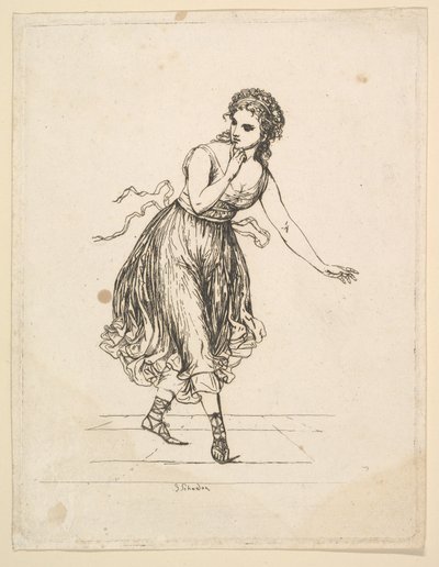 Vrouw Alleen, uit de serie Het Dansende Paar Vigano door Johann Gottfried Schadow