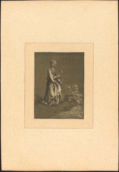 Sint Barbara door Johann Gottlieb Prestel after Albrecht Altdorfer