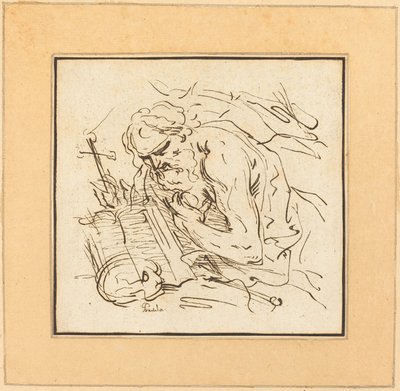 Sint Hiëronymus door Johann Gottlieb Prestel after Domenichino