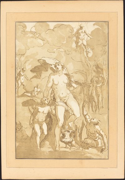 Venus door Johann Gottlieb Prestel after Jacopo Ligozzi