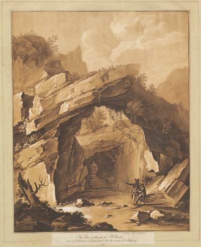 Uitzicht op de Grot bij Heilbrunn, nabij Salzburg door Johann Gottlieb Prestel, after Schellinger