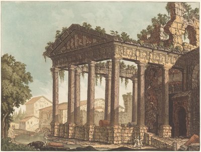 De Tempel van Hercules in Cori door Johann Gottlieb Prestel, probably after Alessandro Moretti