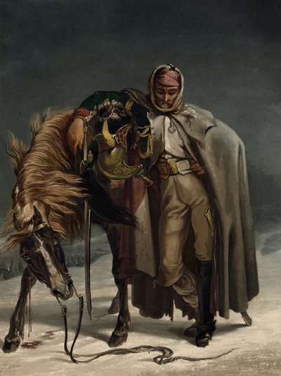 Dragonder van de Zwitserse garde tijdens de Russische Campagne, ca. 1812 door Johann Heinrich Bleuler
