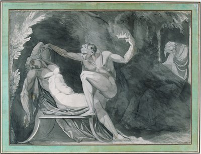 De Deense koning wordt in zijn slaap door zijn broer vergiftigd door Johann Heinrich Füssli