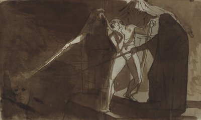 Macbeth en de drie heksen. Illustratie voor Shakespeare