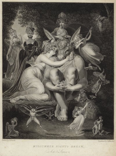 Titania kust Bottom in Een Midzomernachtsdroom door Johann Heinrich Füssli