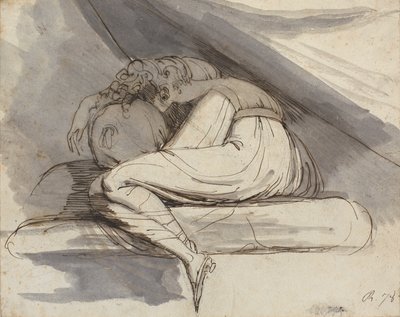 Zittende vrouw, opgerold door Johann Heinrich Füssli