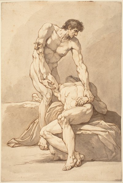 Twee Naakte Mannen door Johann Heinrich Lips