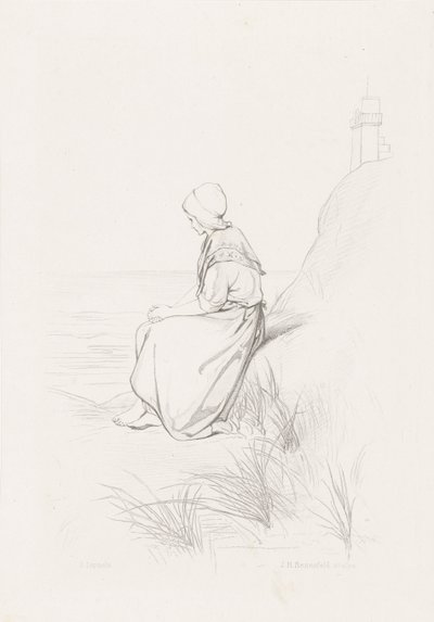 Meisje in de duinen door Johann Heinrich Maria Hubert Rennefeld