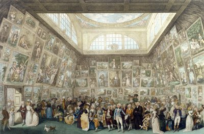 De Tentoonstelling van de Koninklijke Academie, 1787, gegraveerd door Pietro Antonio Martini door Johann Heinrich Ramberg