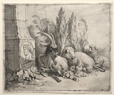 Buste aan de Onderkant van een Piramide door Johann Heinrich Roos