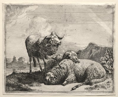 Ram en Twee Schapen door Johann Heinrich Roos