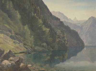 Bosrijke Oever bij het Koningsmeer Königsee door Johann Heinrich Schilbach