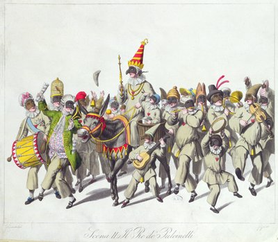 Processie van Koning Punch tijdens het Romeinse Carnaval, begin 19e eeuw door Johann Heinrich Stuermer