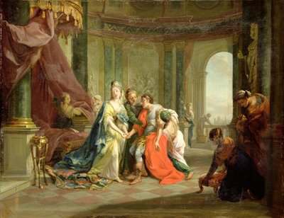 Antonius, dodelijk gewond, met Cleopatra, ca. 1797-99 door Johann Heinrich Tischbein