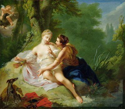 Jupiter vermomd als Diana verleidt Callisto, c.1756 door Johann Heinrich Tischbein