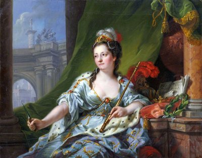 De muze Melpomene (de negen muzen, 1771) door Johann Heinrich Tischbein