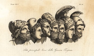 Bustes van zeven belangrijkste helden van de Trojaanse Oorlog door Johann Heinrich Wilhelm (after) Tischbein