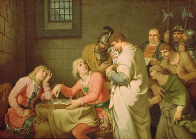 Conradin van Zwaben en Friedrich van Baden wachten op hun vonnis door Johann Heinrich Wilhelm Tischbein