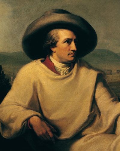 Johann Wolfgang von Goethe (1749-1832) in de Campagna, ca. 1790 (detail) door Johann Heinrich Wilhelm Tischbein
