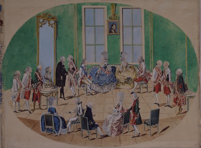 Grootvorst Pavel Petrovich en Grootvorstin Maria Fyodorovna in Wenen in 1782, 1782 door Johann Hieronymus Loeschenkohl