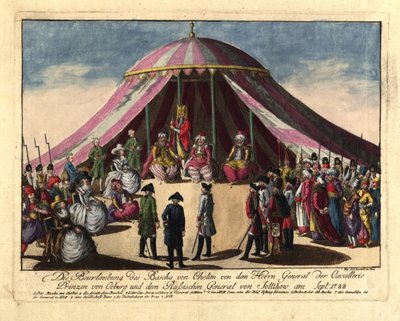 De afzetting van de Pasja van Khotyn door Prins Josias van Saksen-Coburg en Generaal door Johann Hieronymus Loeschenkohl