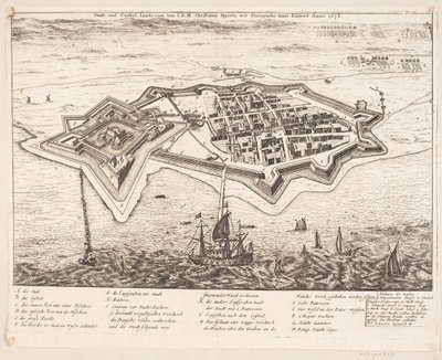 Stad en kasteel Landscron veroverd door I.K.M Christiano Quinto in het jaar 1676 door Johann Husman