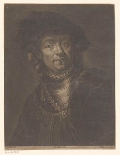 Portret van Rembrandt van Rijn door Johann Jacob Haid (possibly)