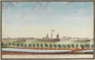 Prospect van Fort St George door Johann Jacob Ludewig Rothmeyer