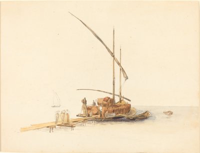 Wijnvaten Geladen op een Zeilprauw bij Vevey door Johann Jacob Ulrich