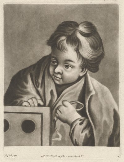 Jongen met een doos door Johann Jacobus Haid
