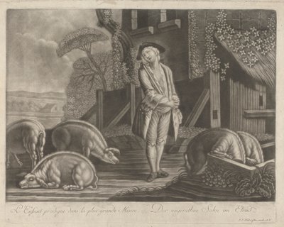 De verloren zoon in de grootste ellende door Johann Jacobus Haid