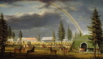 Dierententoonstelling in het kasteelpark van Gattschina. 1792 door Johann Jakob Mettenleiter